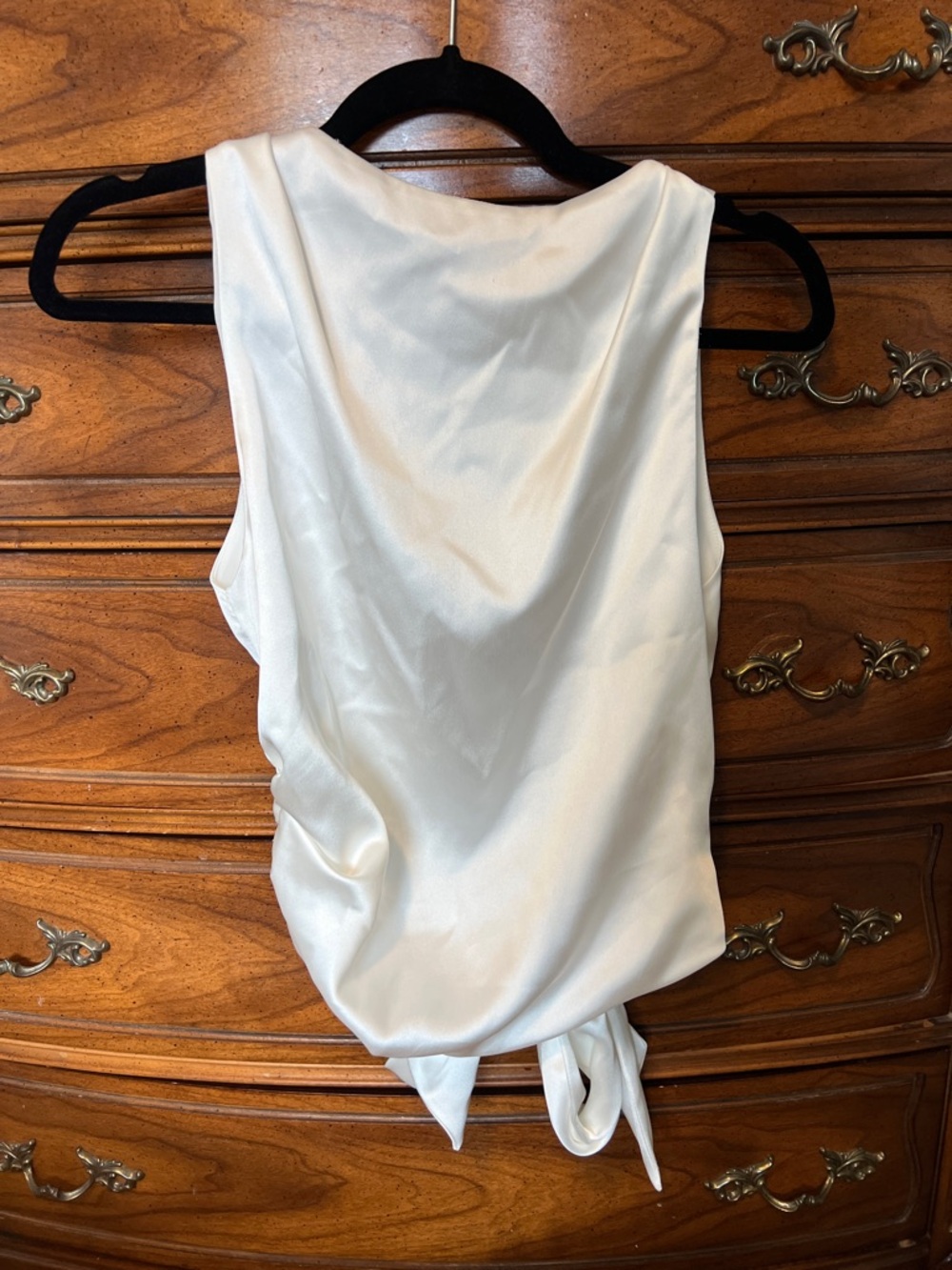 Zara Ivory Satin Drape-Back Camisole